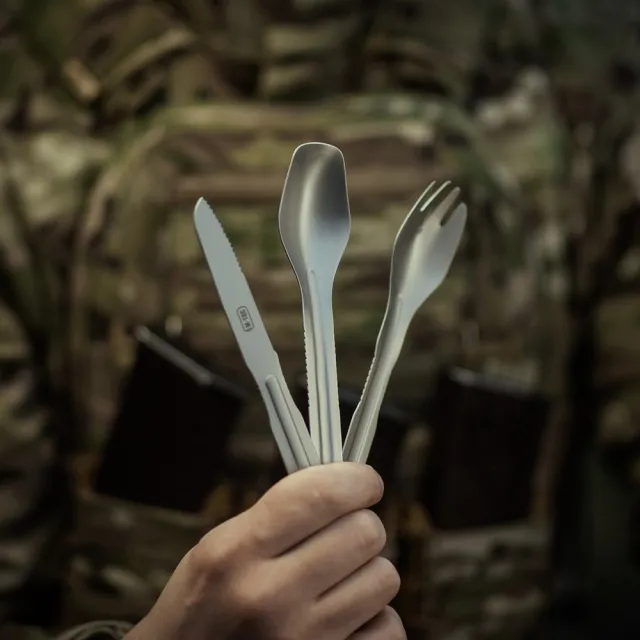 2 - Набір столових приборів M-Tac роз'ємний (ложка+виделка+ніж). Сірий