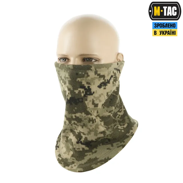 1 - Флісовий баф, шарф M-Tac Elite Fleece анатомічний з затяжкою. Піксель