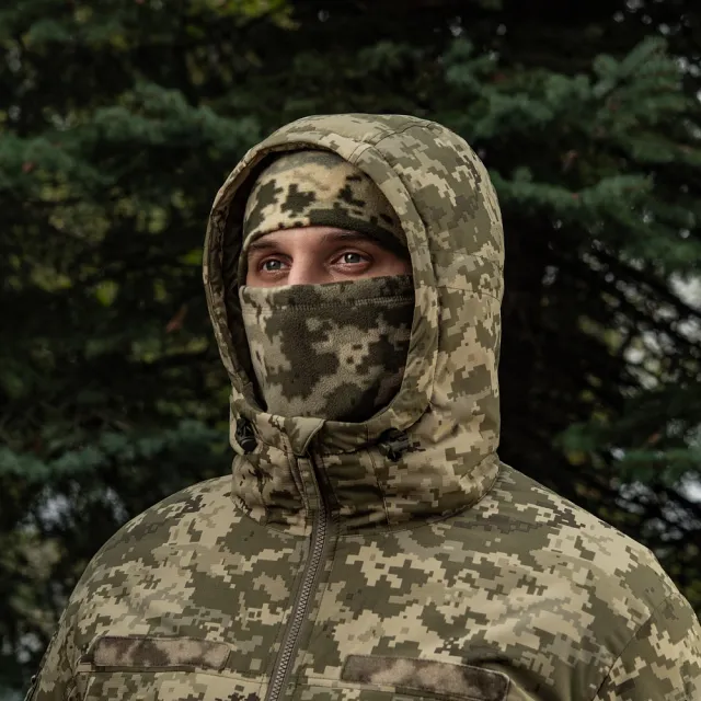 6 - Флісовий баф, шарф M-Tac Elite Fleece анатомічний з затяжкою. Піксель