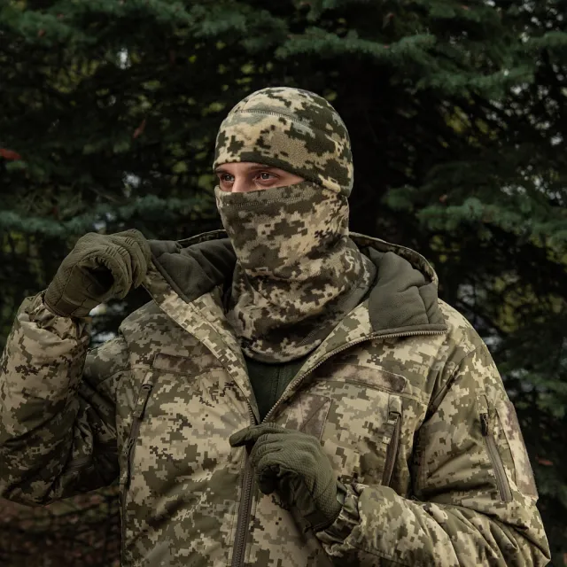 7 - Флісовий баф, шарф M-Tac Elite Fleece анатомічний з затяжкою. Піксель