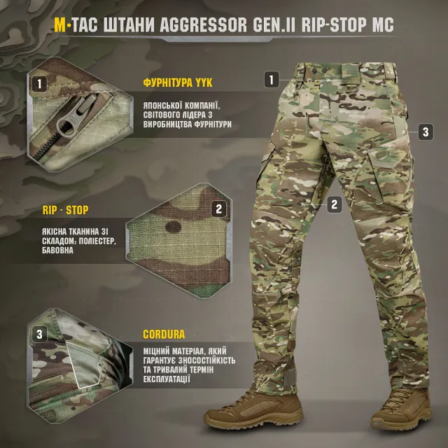 11 - Штани M-Tac Aggressor Gen.II ріп-стоп. Мультикам