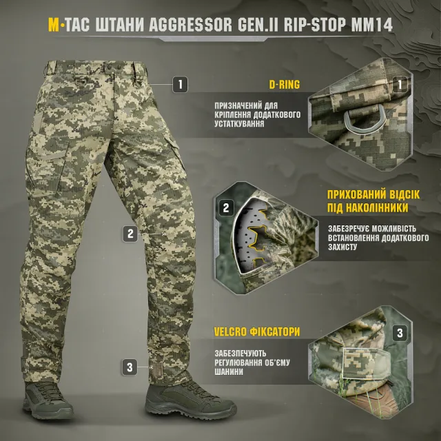 15 - Штани M-Tac Aggressor Gen.II ріп-стоп. Піксель