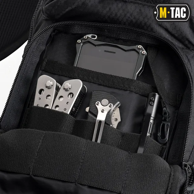 3 - Тактична сумка через плече M-Tac Urban Line City Hunter Hexagon. Чорний