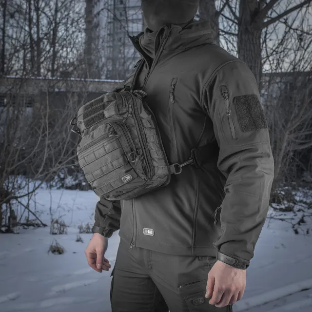 8 - Тактична сумка через плече M-Tac Urban Line City Hunter Hexagon. Чорний
