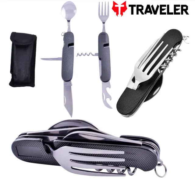 3 - Мультитул со столовыми приборами Traveler A106. Черный