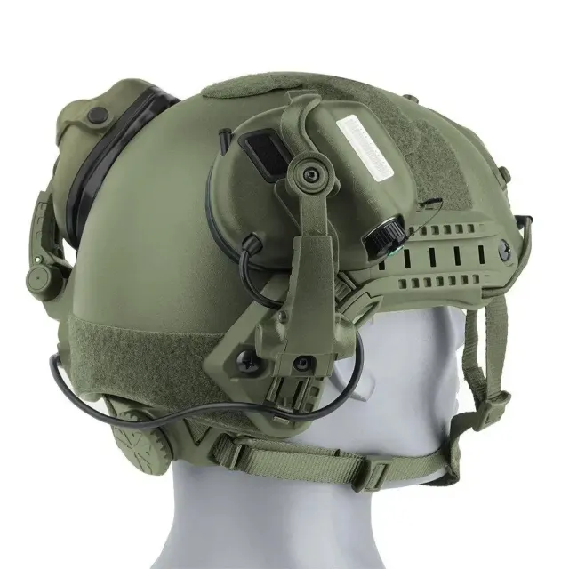 4 - Тактические наушники EARMOR M32H ОЛИВА c креплением под каску "ЧЕБУРАШКА"