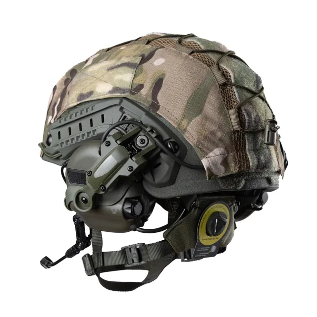 4 - Баллистический бронешлем FAST SPECPROM в кавере с наушниками Earmor M32 (X). Олива