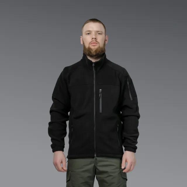 7 - Флісова тактична кофта на блискавці. Чорна. Polyester. Розмір S