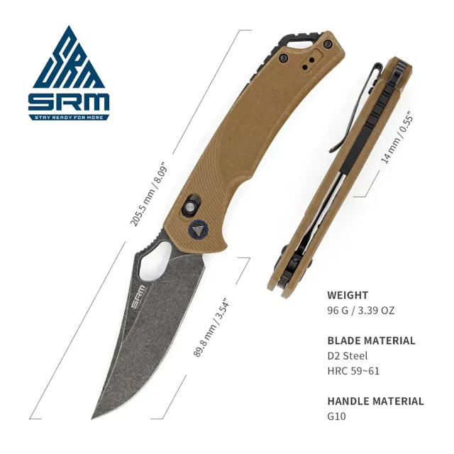 7 - Нож складной SRM Retriever 9202-GW, коричневый