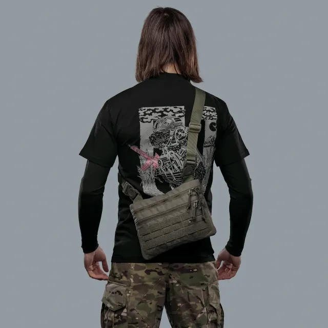 2 - Плечова однолямкова сумка. Збільшена. Cordura 1000D Олива