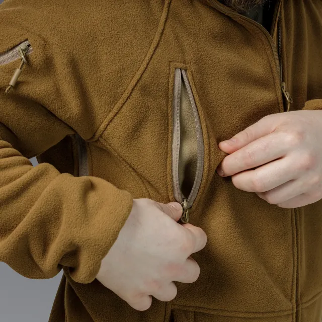 14 - Флісова тактична кофта з капюшоном. Койот. Polyester. Розмір M