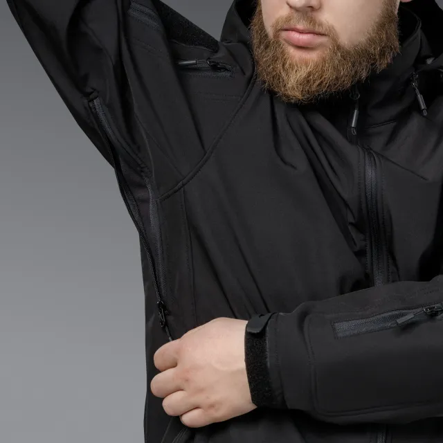 13 - Куртка тактическая SoftShell APEX Shield Storm. Осень-Весна Черный. Размер XL