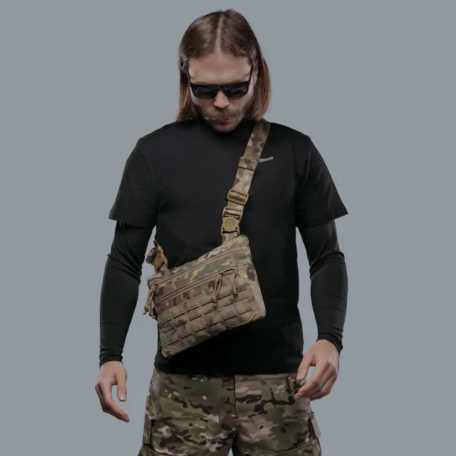 4 - Плечевая однолямочная сумка. Увеличенная. Cordura 1000D Мультикам