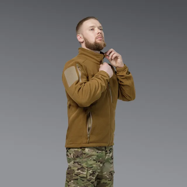 7 - Флісова тактична кофта на блискавці. Койот. Polyester. Розмір S