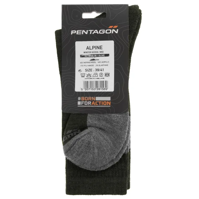 4 - Носки антибактериальные Pentagon Alpine Merino Medium. Олива