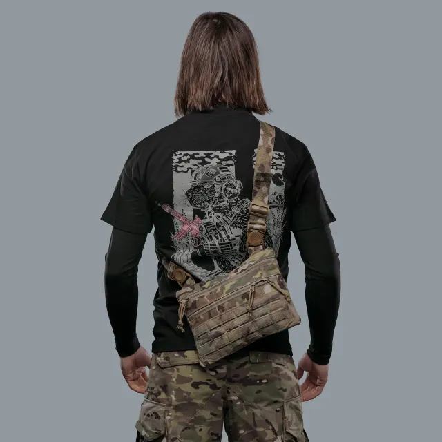 2 - Плечевая однолямочная сумка. Увеличенная. Cordura 1000D Мультикам
