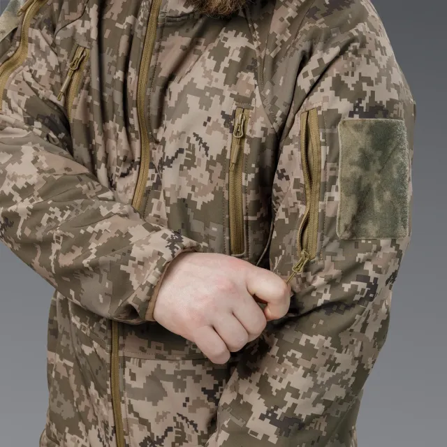 10 - Куртка тактическая SoftShell APEX Flex. Осень-Весна Пиксель. Размер L