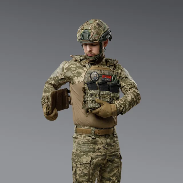 7 - Бронежилет 3-го класу (TUR PRO Gen 1). Вага 3.7 кг. З системою швидкого скидання. Molle. З боковими карманами. Колір Піксель.
