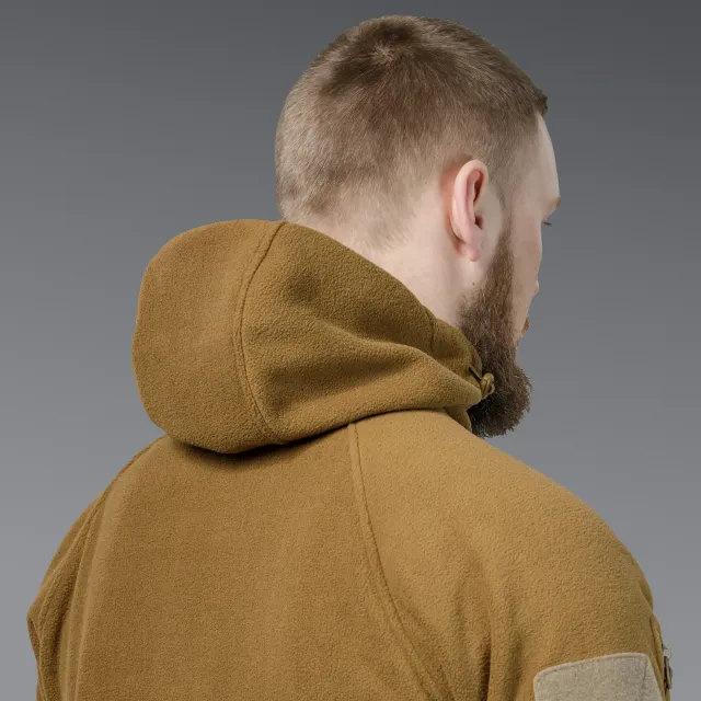 11 - Флісова тактична кофта з капюшоном. Койот. Polyester. Розмір M