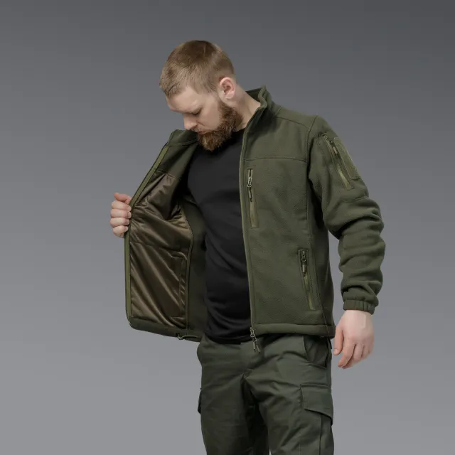 6 - Флісова тактична кофта на блискавці. Олива. Polyester. Розмір S
