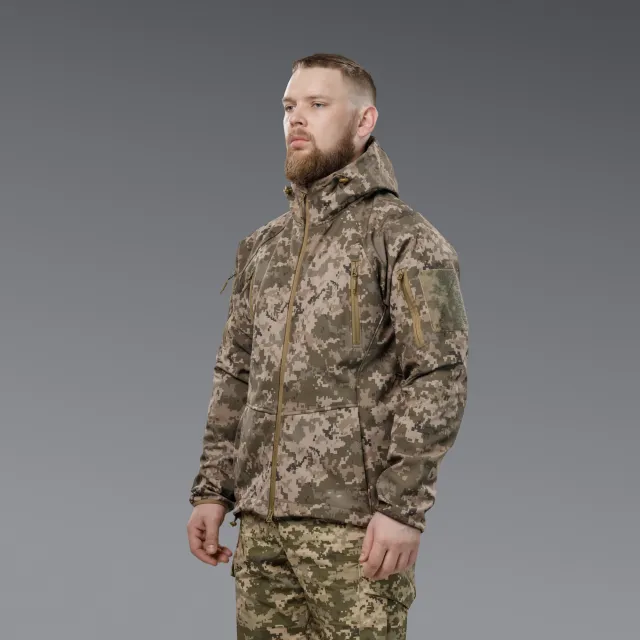 2 - Куртка тактическая SoftShell APEX Flex. Осень-Весна Пиксель. Размер L