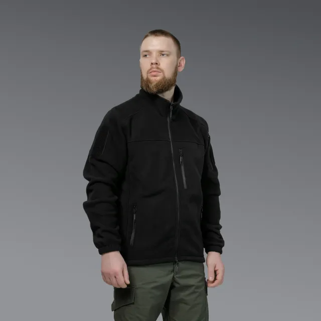 5 - Флісова тактична кофта на блискавці. Чорна. Polyester. Розмір S