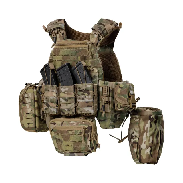 1 - Плитоноска TUR PRO Gen 2, (Комплект 7 підсумків) з системою швидкого скидання. Molle. Колір Мультикам. Розмір M.