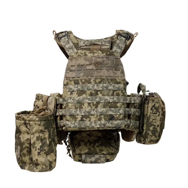 2 - Плитоноска TUR PRO Gen 2, (Комплект 7 подсумков) с системой быстрого сброса. Molle. Цвет Пиксель. Размер M.