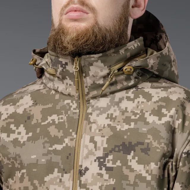 9 - Куртка тактическая SoftShell APEX Shield Storm. Осень-Весна Пиксель. Размер XL