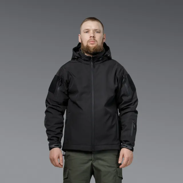 2 - Куртка тактическая SoftShell APEX Shield Storm. Осень-Весна Черный. Размер XL
