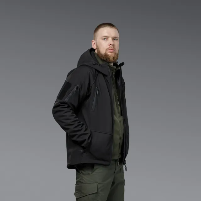 5 - Куртка тактическая SoftShell APEX Flex. Осень-Весна Чорний. Размер L