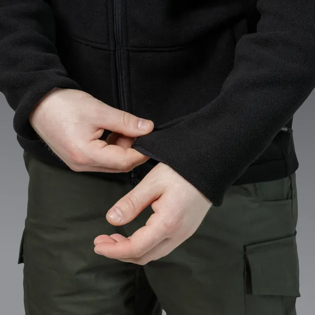 11 - Флісова тактична кофта з капюшоном. Чорна. Polyester. Розмір L