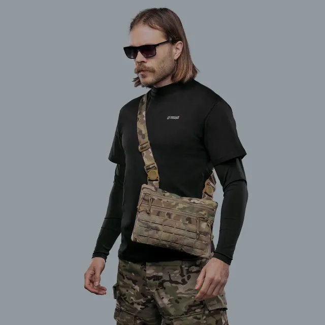 1 - Плечевая однолямочная сумка. Увеличенная. Cordura 1000D Мультикам