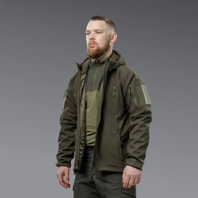 4 - Куртка тактическая SoftShell APEX Flex. Осень-Весна Олива. Размер L