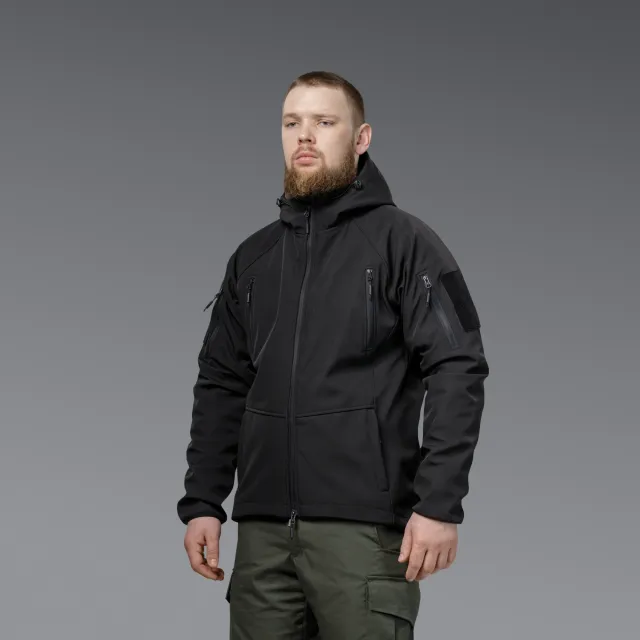 2 - Куртка тактическая SoftShell APEX Flex. Осень-Весна Чорний. Размер L
