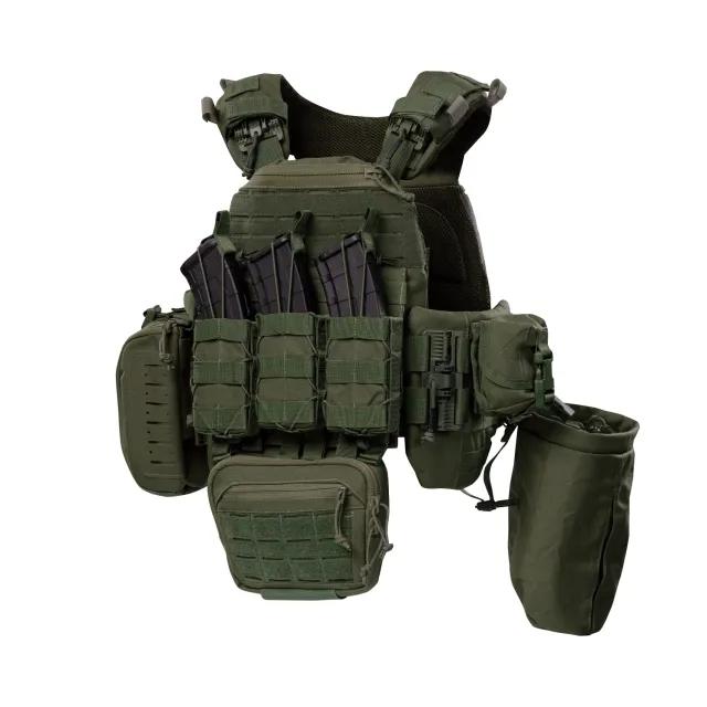1 - Плитоноска TUR PRO Gen 2, (Комплект 7 подсумков) с системой быстрого сброса. Molle. Цвет Олива. Размер M.