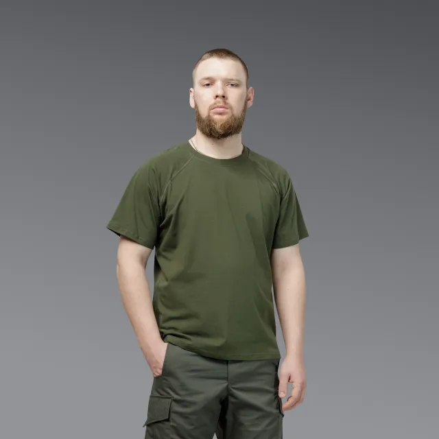 5 - Футболка Urban Cotton. Хлопок/эластан. Олива. Размер L