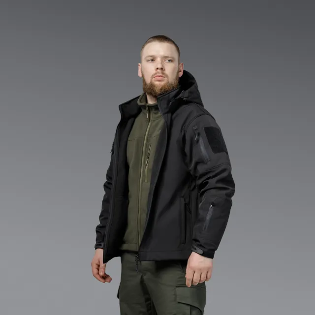 4 - Куртка тактическая SoftShell APEX Shield Storm. Осень-Весна Черный. Размер XL