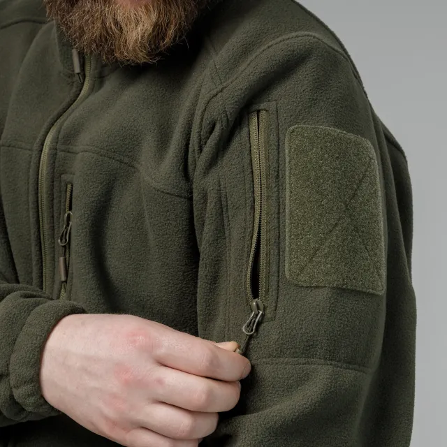 10 - Флісова тактична кофта на блискавці. Олива. Polyester. Розмір S