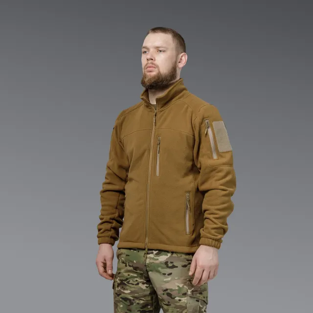 2 - Флісова тактична кофта на блискавці. Койот. Polyester. Розмір S