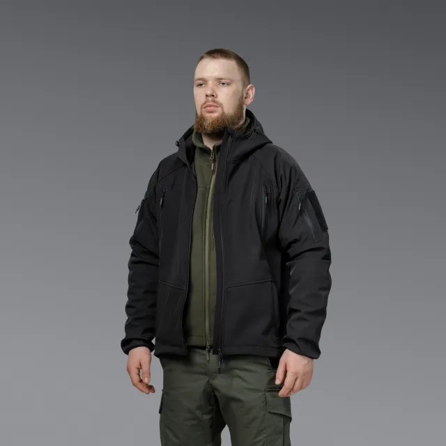 4 - Куртка тактическая SoftShell APEX Flex. Осень-Весна Чорний. Размер L