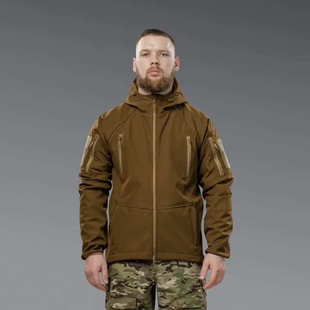 7 - Куртка тактическая SoftShell APEX Flex. Осень-Весна Койот. Размер L