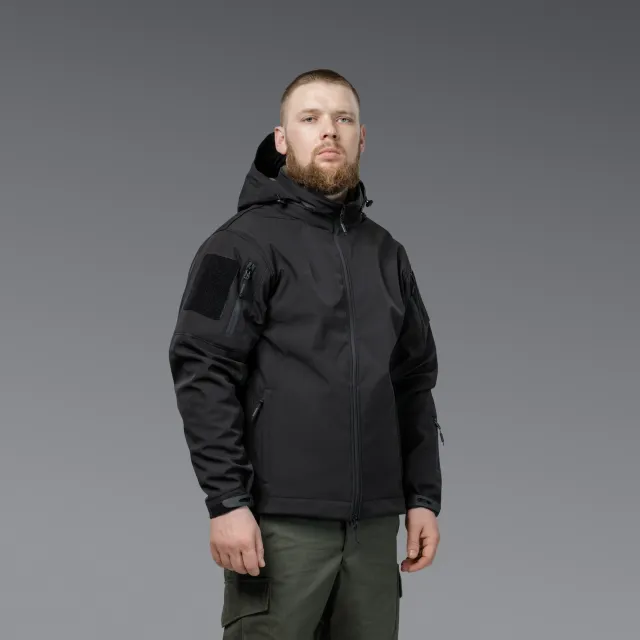 8 - Куртка тактическая SoftShell APEX Shield Storm. Осень-Весна Черный. Размер XL