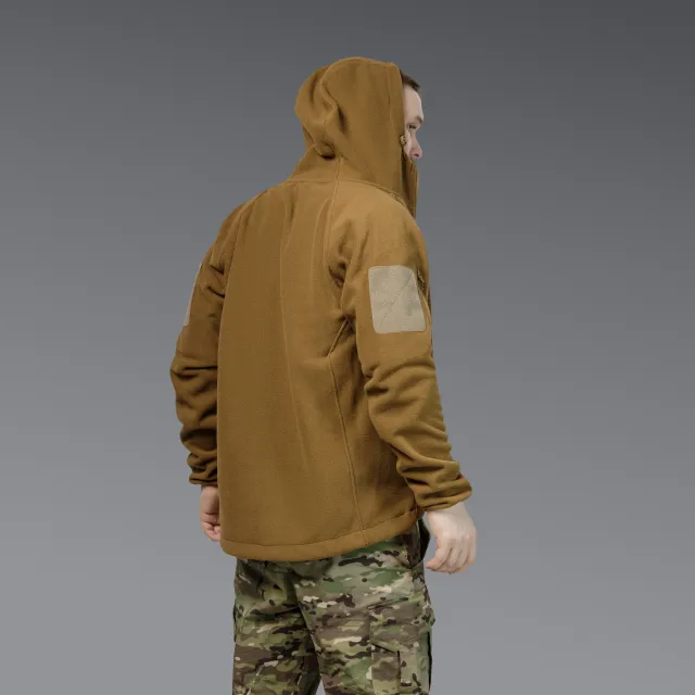 5 - Флісова тактична кофта з капюшоном. Койот. Polyester. Розмір M