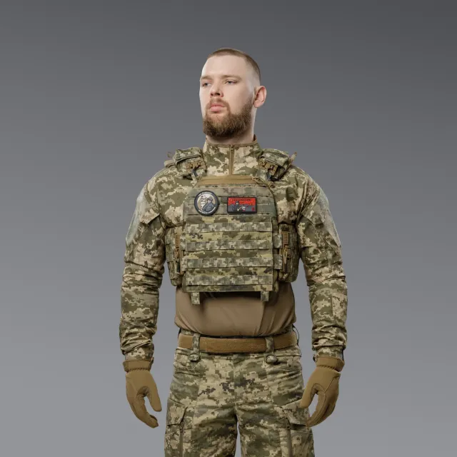 3 - Бронежилет 3-го класу (TUR PRO Gen 1). Вага 3.7 кг. З системою швидкого скидання. Molle. З боковими карманами. Колір Піксель.