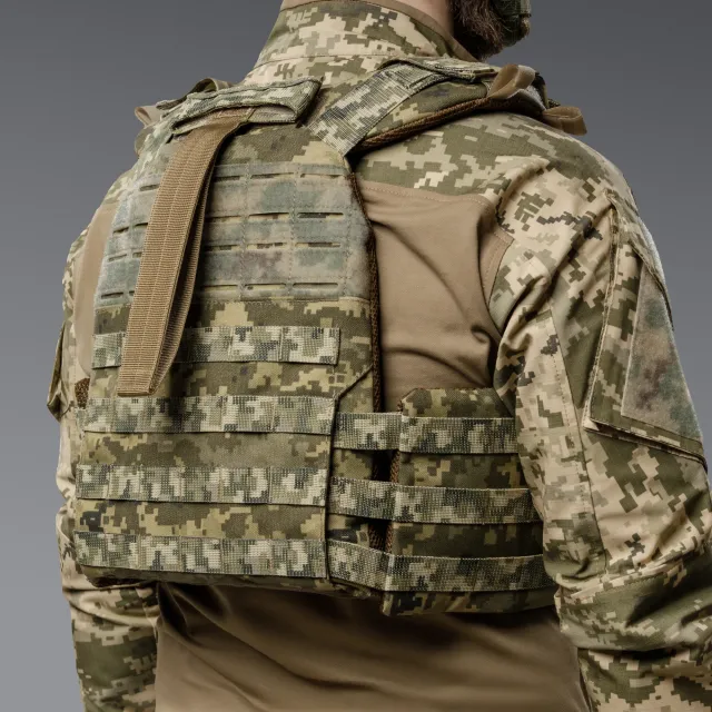 4 - Бронежилет 3-го класу (TUR PRO Gen 1). Вага 3.7 кг. З системою швидкого скидання. Molle. З боковими карманами. Колір Піксель.