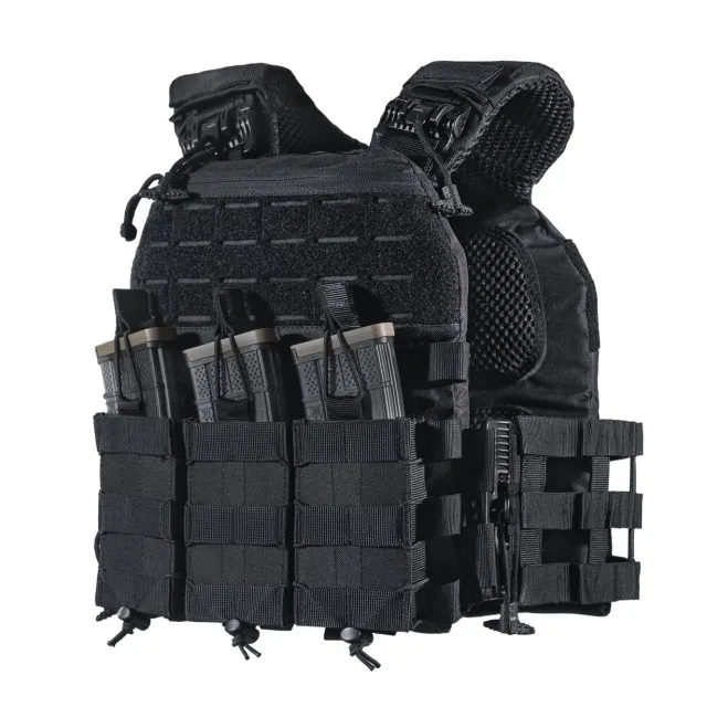 1 - Плитоноска TUR PRO Скелетон, 3 підсумки для AK/AR з системою швидкого скидання. Molle. Колір Чорний.