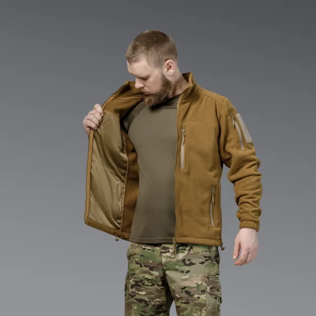6 - Флісова тактична кофта на блискавці. Койот. Polyester. Розмір S