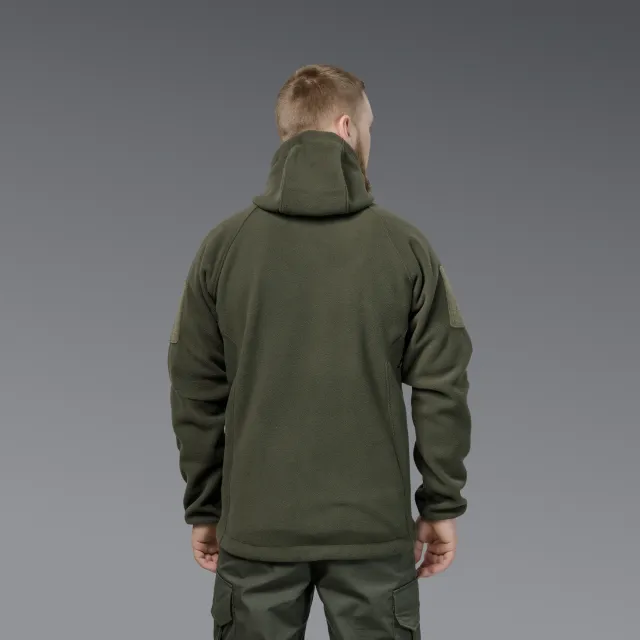 3 - Флісова тактична кофта з капюшоном. Олива. Polyester. Розмір L