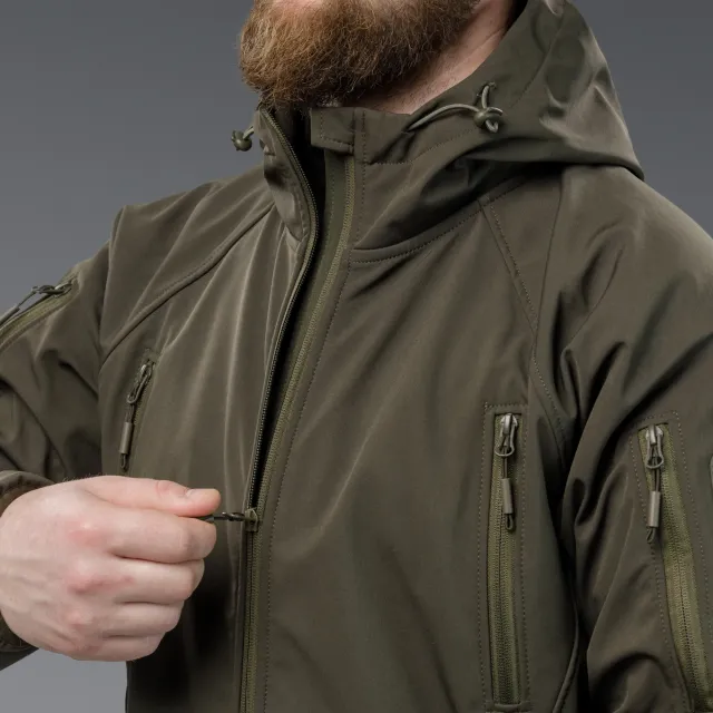 9 - Куртка тактическая SoftShell APEX Flex. Осень-Весна Олива. Размер L